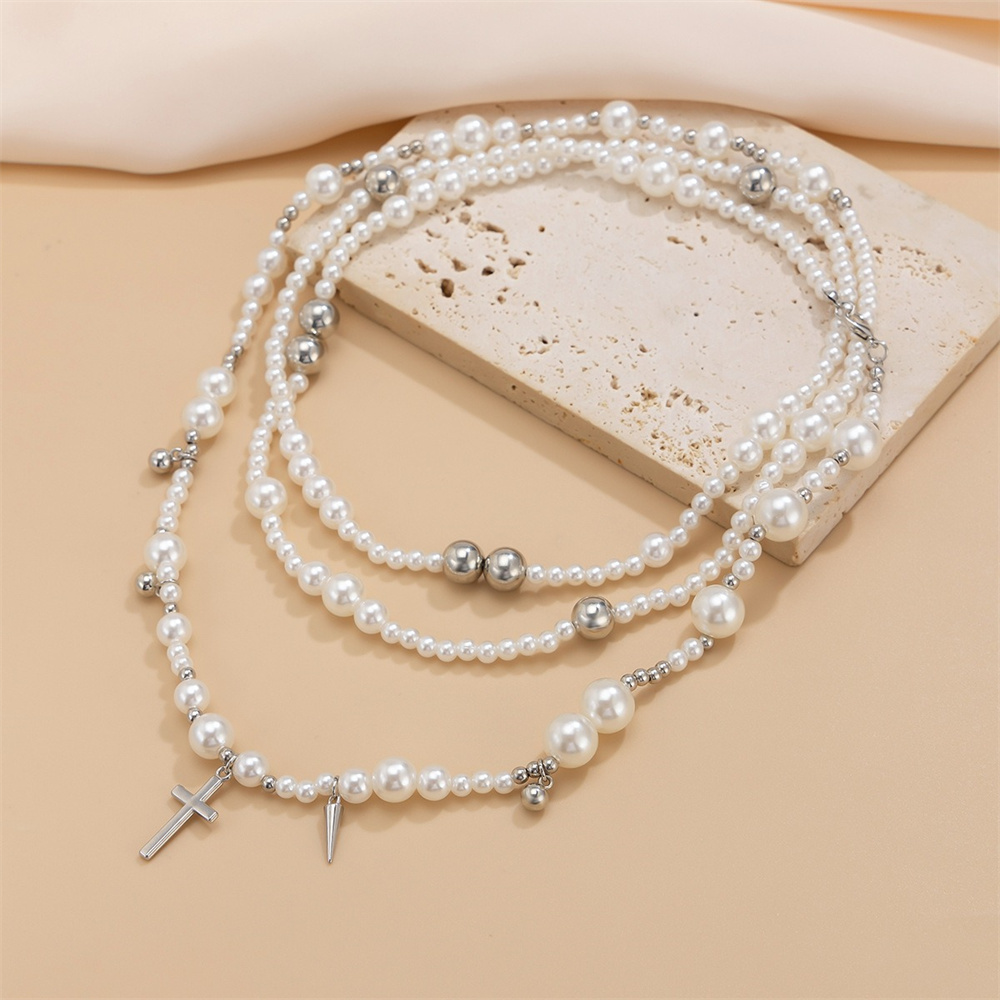 Kalung rantai manik-manik muti - Layered Pendant Necklace Aesthetic ulasan dan harga