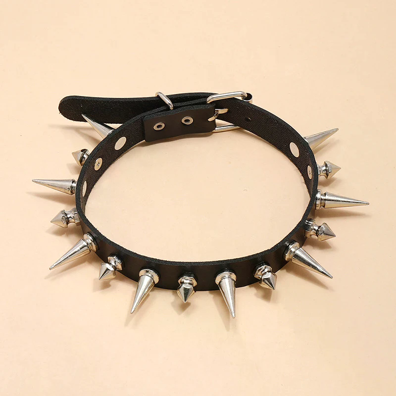 Kalung Choker Runcing Panjang  - Goth Punk Spike Choker ulasan dan harga