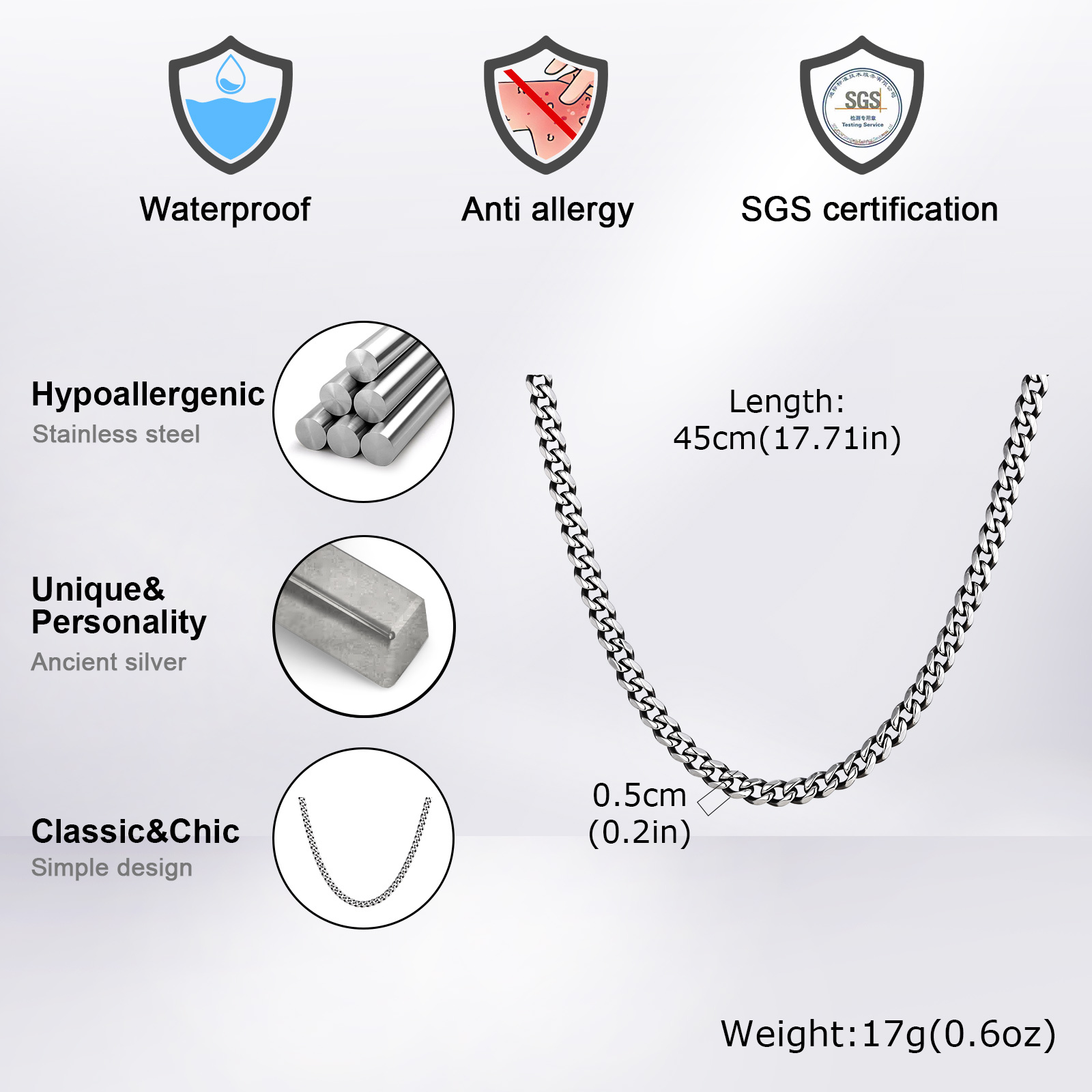 Kalung Rantai Kuba Klasik Punk - Cuban Link Chain 12Mm ulasan dan harga