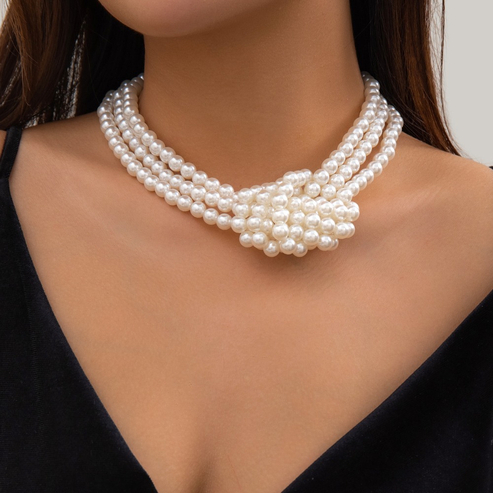 Kalung Mutiara Imitasi Berlapi - Pearl Choker Necklace Vintage ulasan dan harga