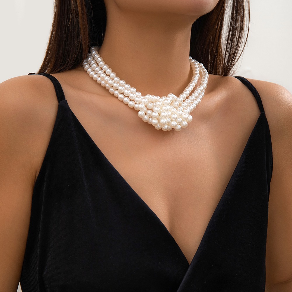 Kalung Mutiara Imitasi Berlapi - Pearl Choker Necklace Vintage ulasan dan harga