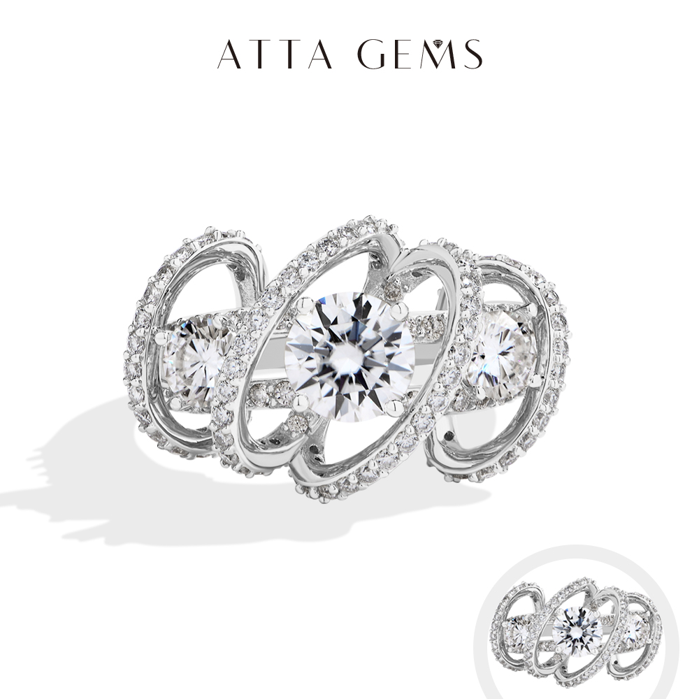 ATTAGEMS Cincin Moissanite Tig - Moissanite Engagement Ring 1 Carat ulasan dan harga