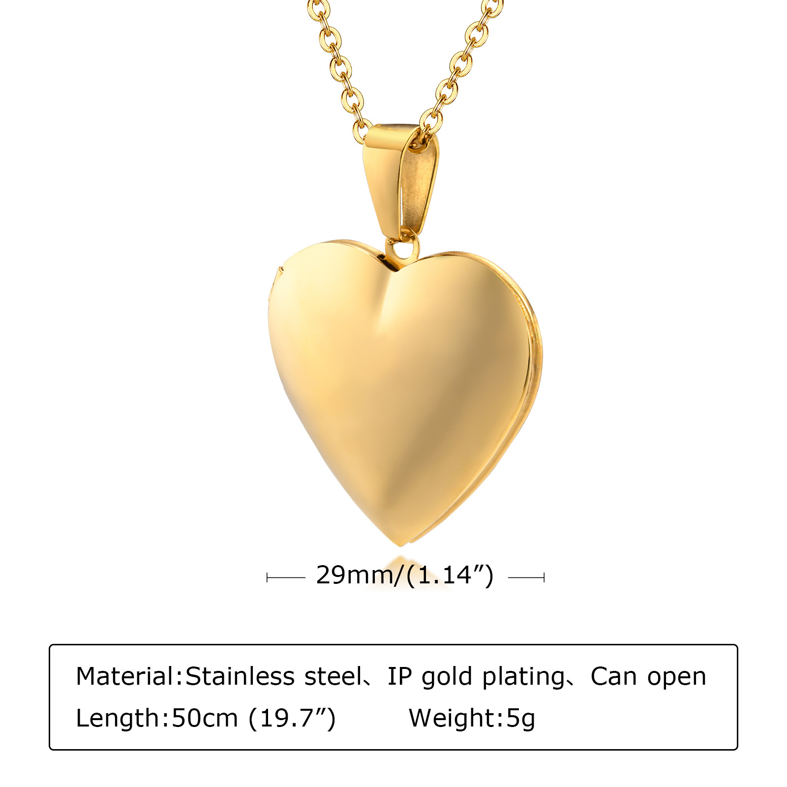 Perhiasan baja tahan karat lio - Heart Locket Necklace Photo ulasan dan harga