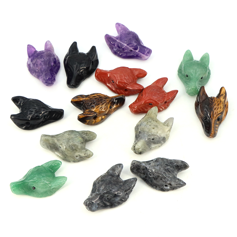 Liontin Batu Kepala Serigala 4 - Crystal Pendant Necklace Natural Stone ulasan dan harga