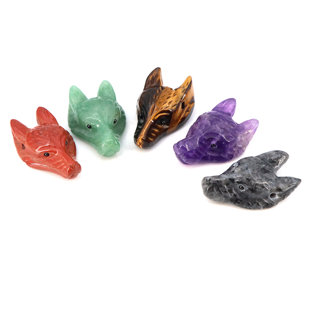 Liontin Batu Kepala Serigala 4 - Crystal Pendant Necklace Natural Stone ulasan dan harga