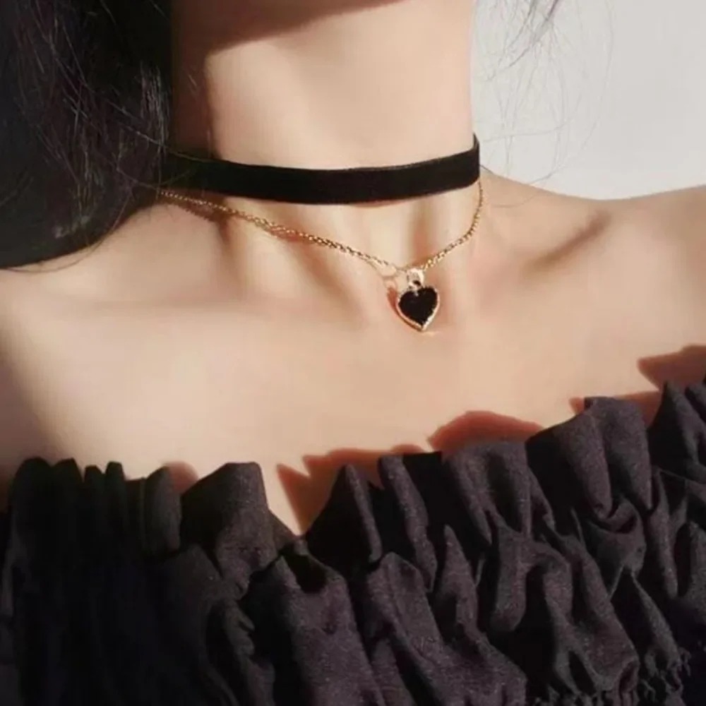 Kalung Choker Liontin Hati Per - Layered Pendant Necklace Aesthetic ulasan dan harga