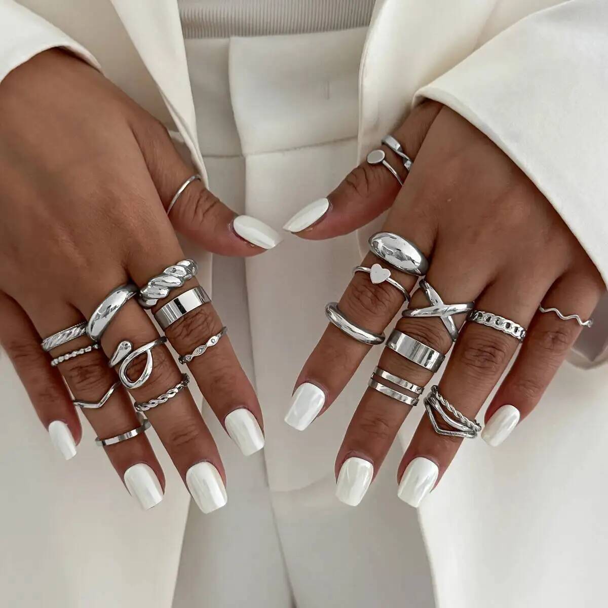 KunJoe 24Pcs/Set Cincin Terbuk - Vintage Punk Knuckle Rings Set ulasan dan harga