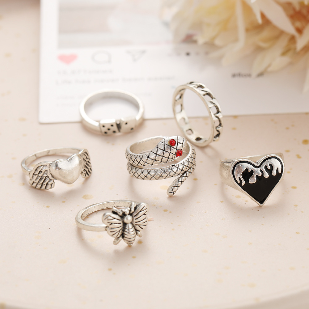6 Buah Set Cincin Knuckle Ular - Vintage Punk Knuckle Rings Set ulasan dan harga
