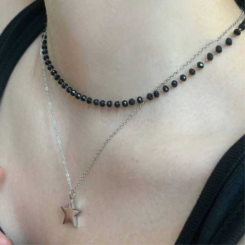 6Pcs Set Kalung Berlapis Gaya  - Layered Pendant Necklace Aesthetic ulasan dan harga