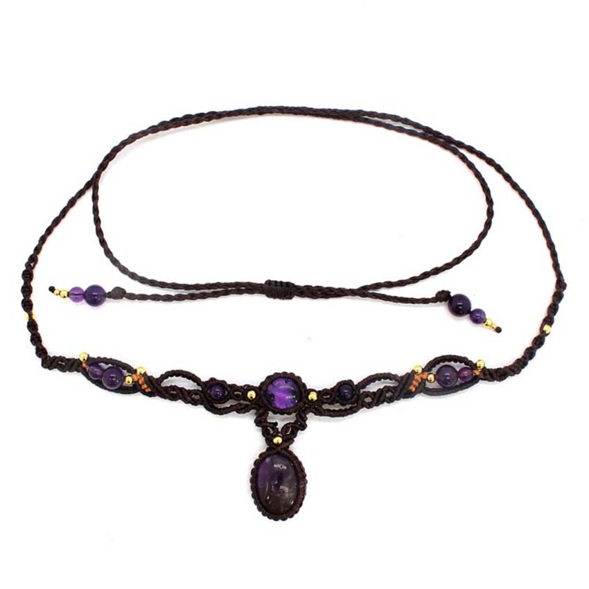 Kalung Liontin Batu Macrame Ke - Crystal Pendant Necklace Natural Stone ulasan dan harga