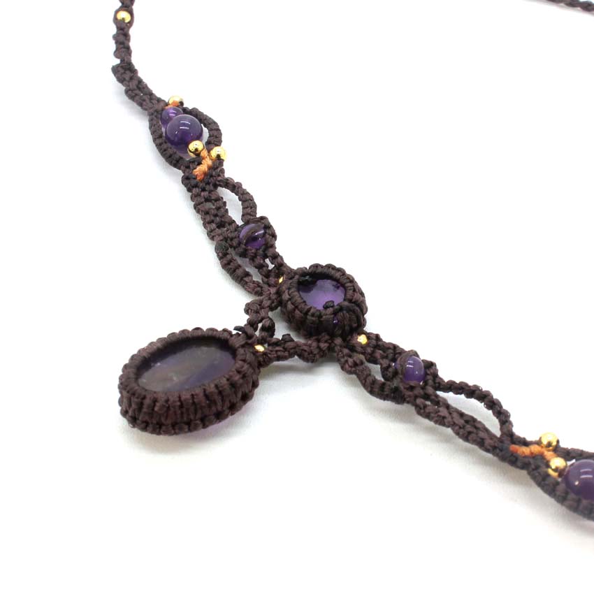 Kalung Liontin Batu Macrame Ke - Crystal Pendant Necklace Natural Stone ulasan dan harga