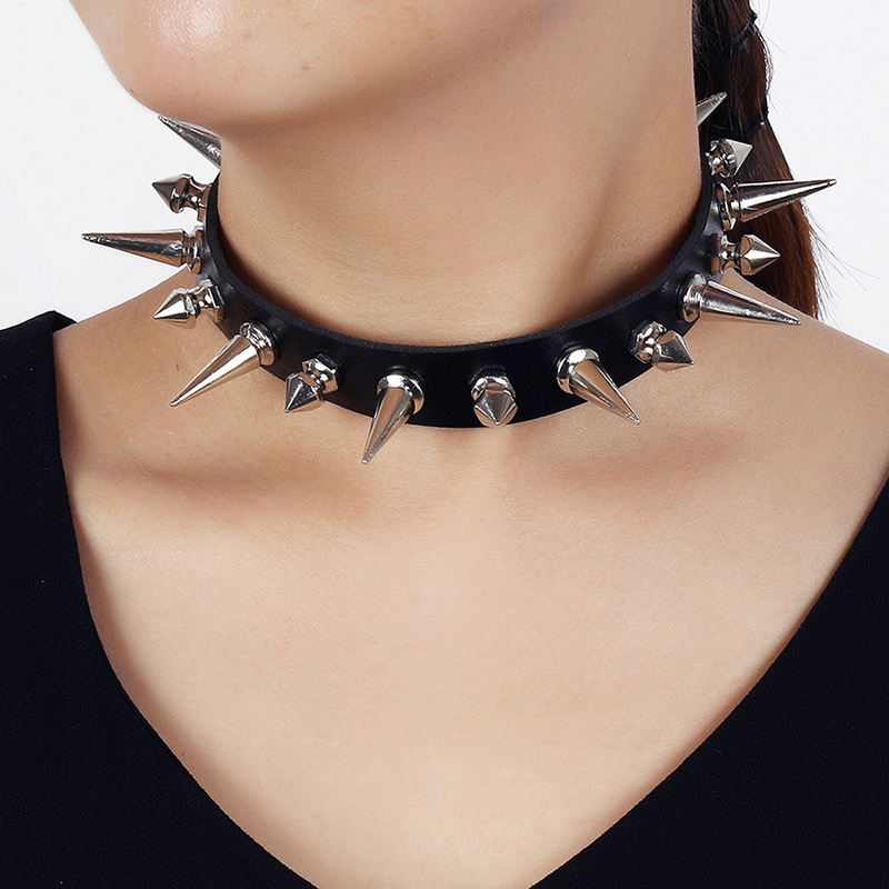 Kalung Choker paku keling panj - Goth Punk Spike Choker ulasan dan harga