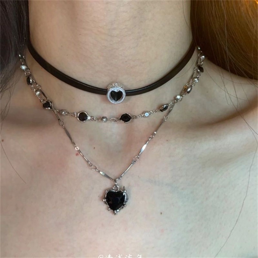 Kalung Liontin Hati Gotik Y2K  - Layered Pendant Necklace Aesthetic ulasan dan harga