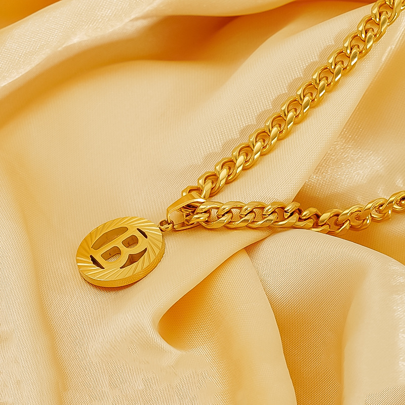 Kalung Awal Rantai Kuba 5MM Ba - Initial Letter Necklace 18K Gold ulasan dan harga