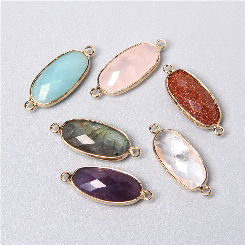 2 buah 10x26mm alami lingkaran - Crystal Pendant Necklace Natural Stone ulasan dan harga