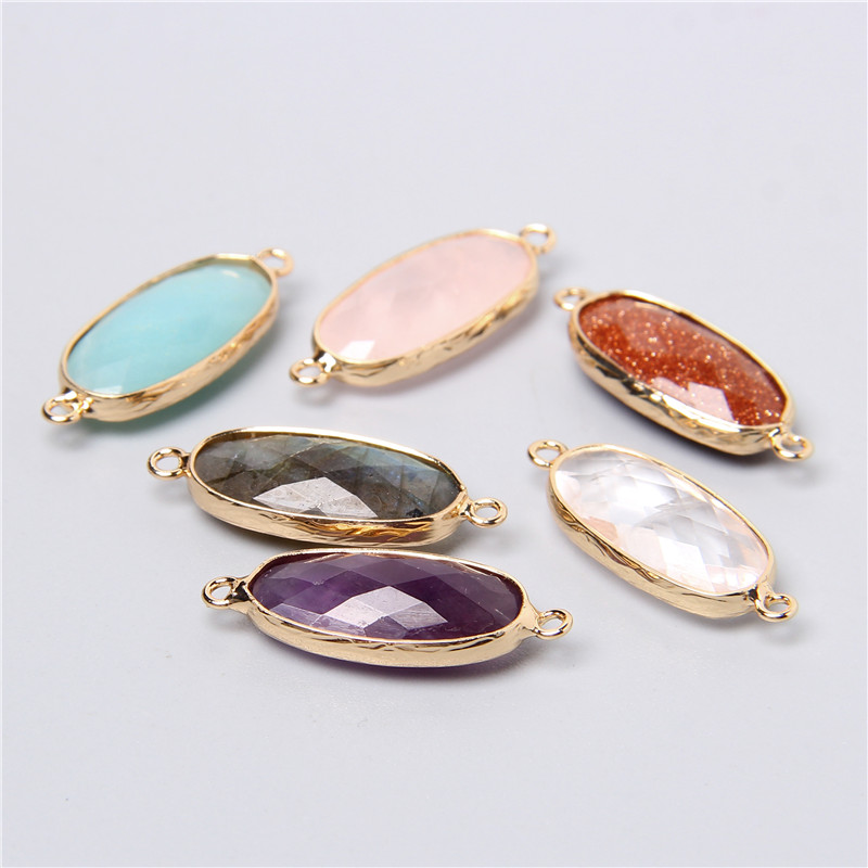 2 buah 10x26mm alami lingkaran - Crystal Pendant Necklace Natural Stone ulasan dan harga
