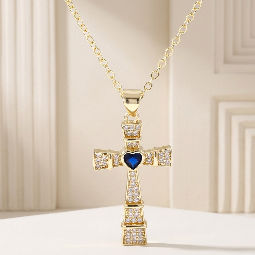 Kalung Liontin Salib Zirkonia  - Cross Pendant Necklace Gold ulasan dan harga