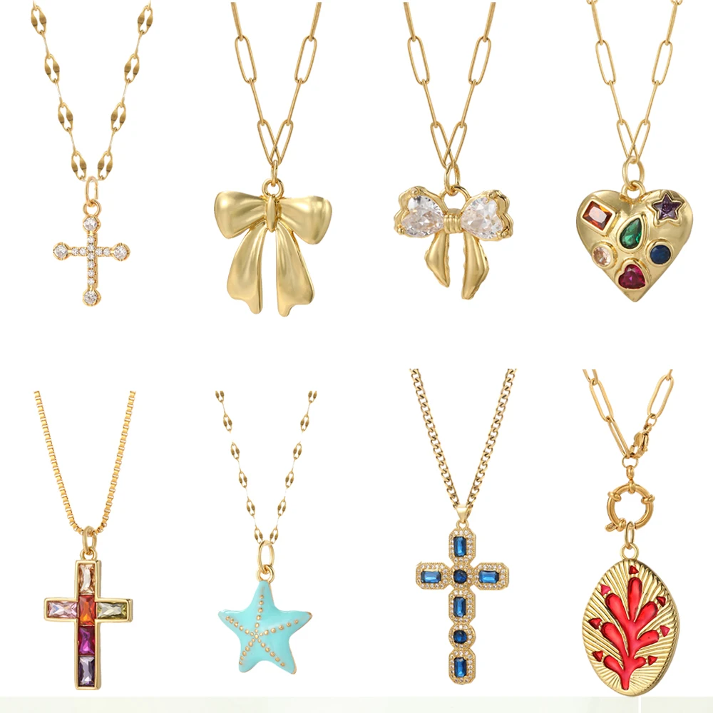 Kalung Diy bentuk bintang laut - Cross Pendant Necklace Gold ulasan dan harga