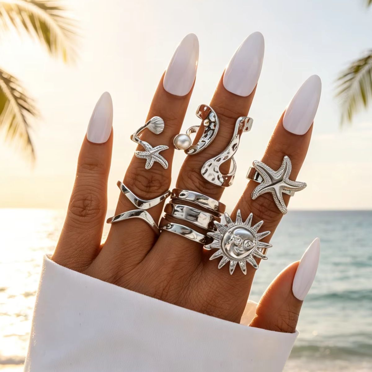 6 Pcs Set Cincin Knuckle Binta - Vintage Punk Knuckle Rings Set ulasan dan harga