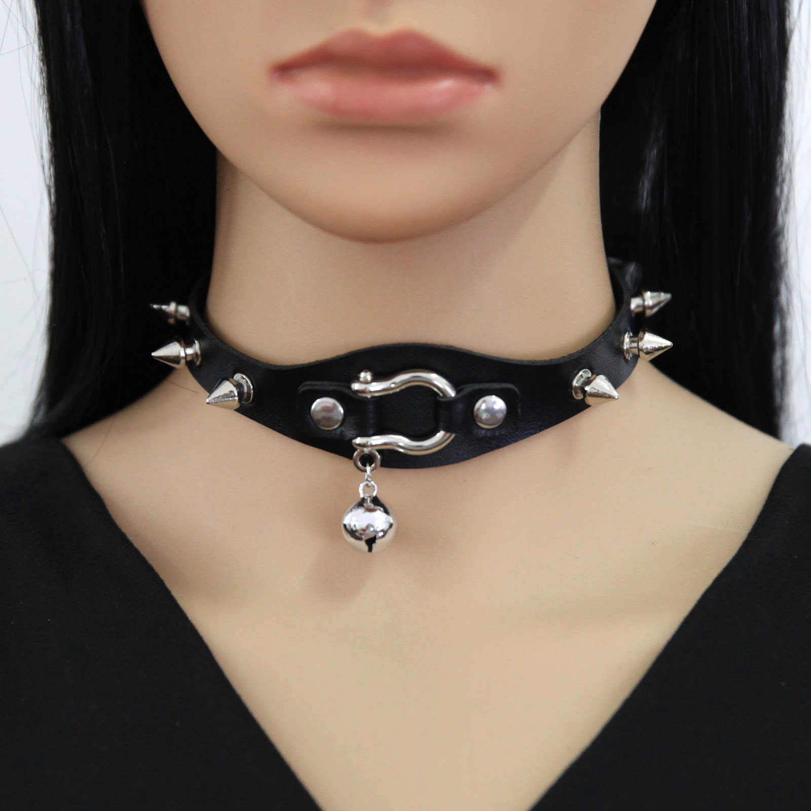 Kalung Choker Lonjakan Hitam K - Goth Punk Spike Choker ulasan dan harga