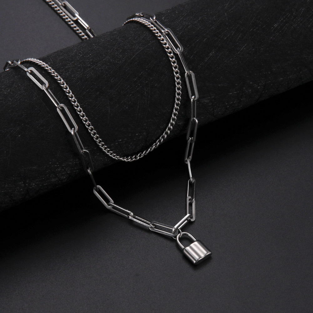 Unift Liontin gembok estetis k - Layered Pendant Necklace Aesthetic ulasan dan harga