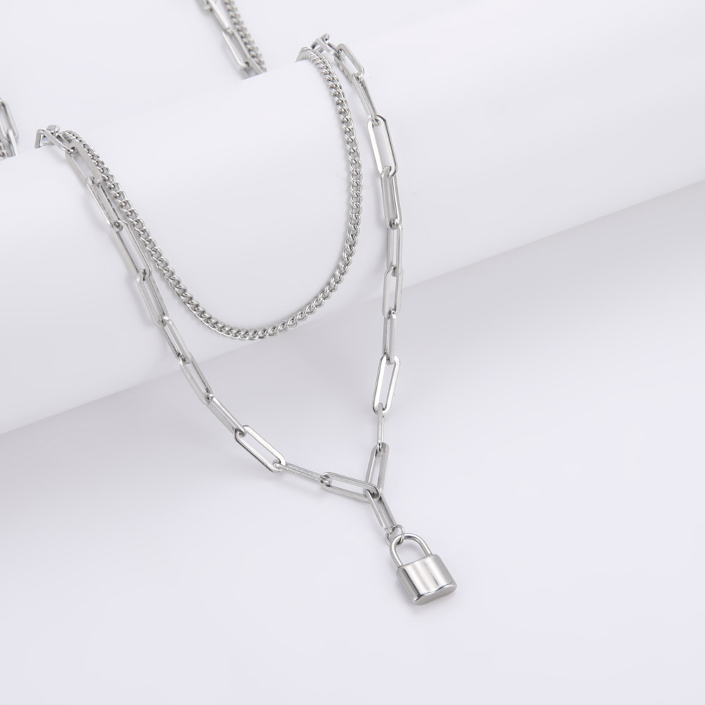 Unift Liontin gembok estetis k - Layered Pendant Necklace Aesthetic ulasan dan harga