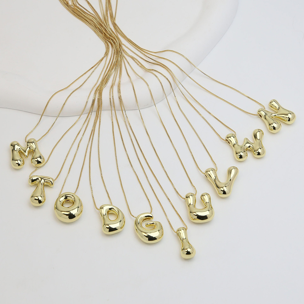 Kalung Liontin Huruf Gelembung - Initial Letter Necklace 18K Gold ulasan dan harga