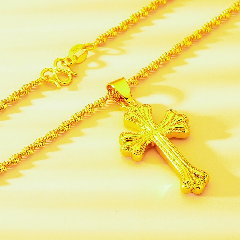 Kalung salib emas asli 9999 24 - Cross Pendant Necklace Gold ulasan dan harga