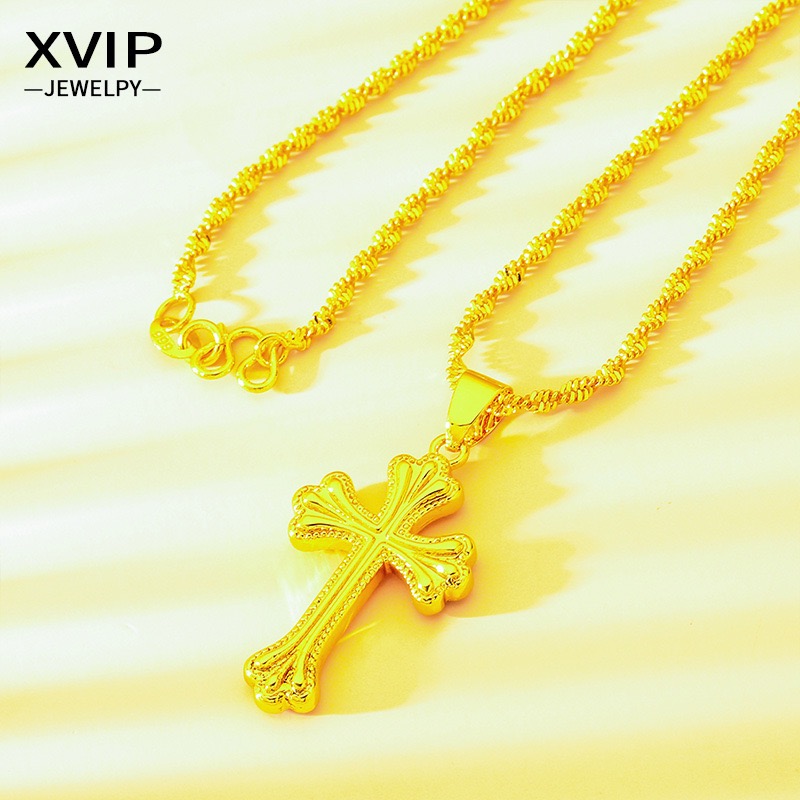 Kalung salib emas asli 9999 24 - Cross Pendant Necklace Gold ulasan dan harga