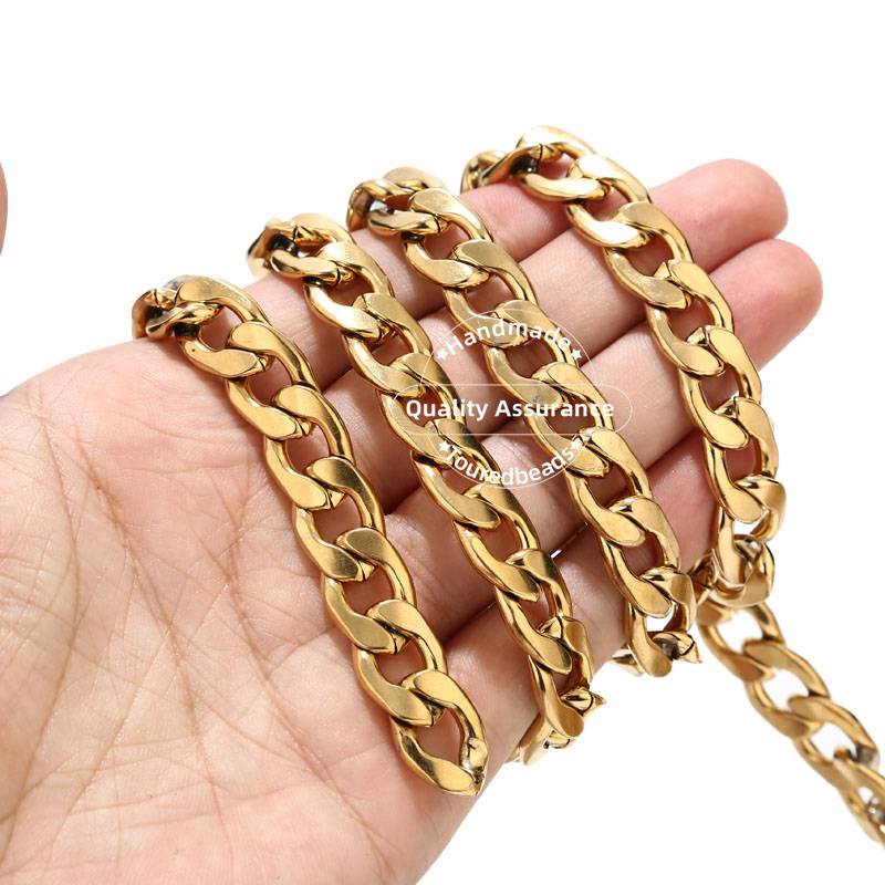 1M Gold Tone 12Mm Lebar Berat  - Cuban Link Chain 12Mm ulasan dan harga