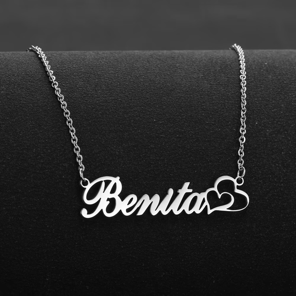 Kalung Nama Kustom Hati Ganda  - Custom Name Necklace Stainless Steel ulasan dan harga