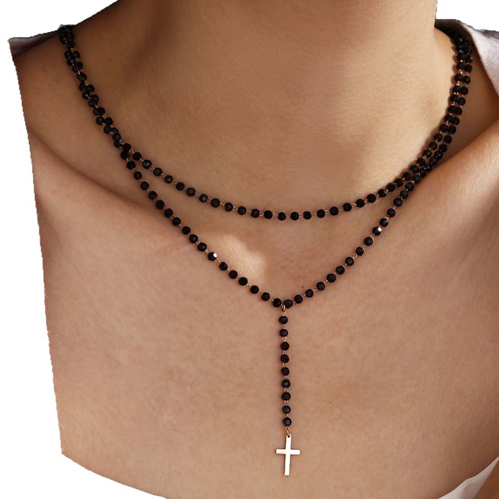 Kalung Y Berlapis Ganda Gothic - Layered Pendant Necklace Aesthetic ulasan dan harga