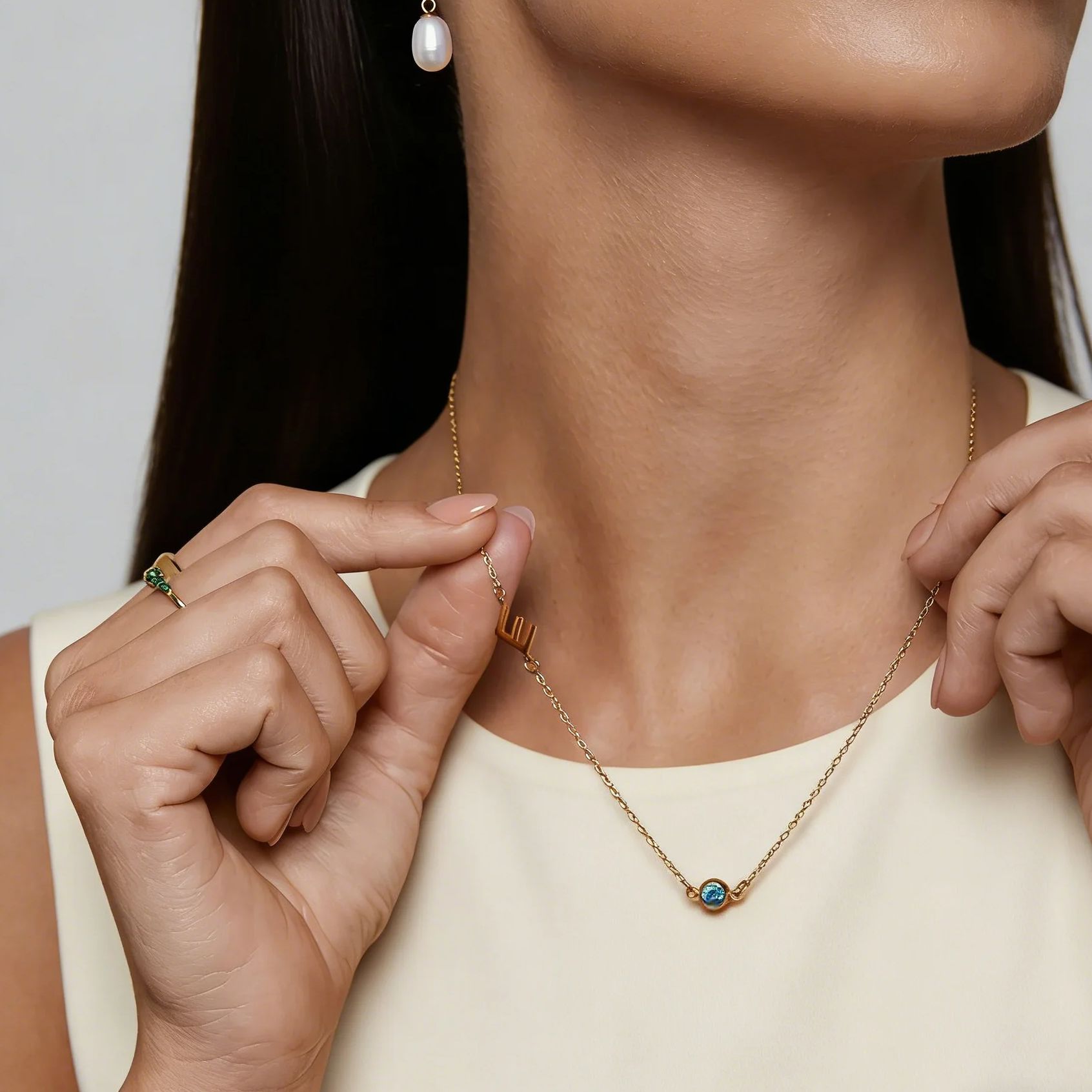 Kalung Batu Kelahiran Awal Mod - Initial Letter Necklace 18K Gold ulasan dan harga
