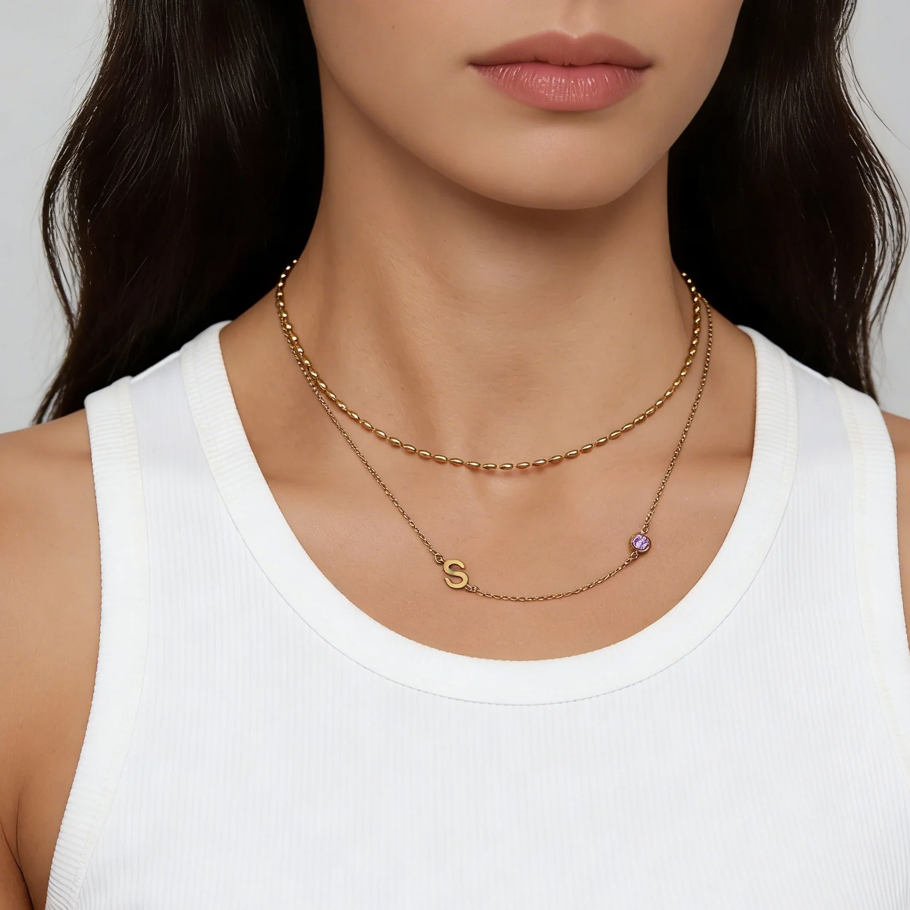 Kalung Batu Kelahiran Awal Mod - Initial Letter Necklace 18K Gold ulasan dan harga