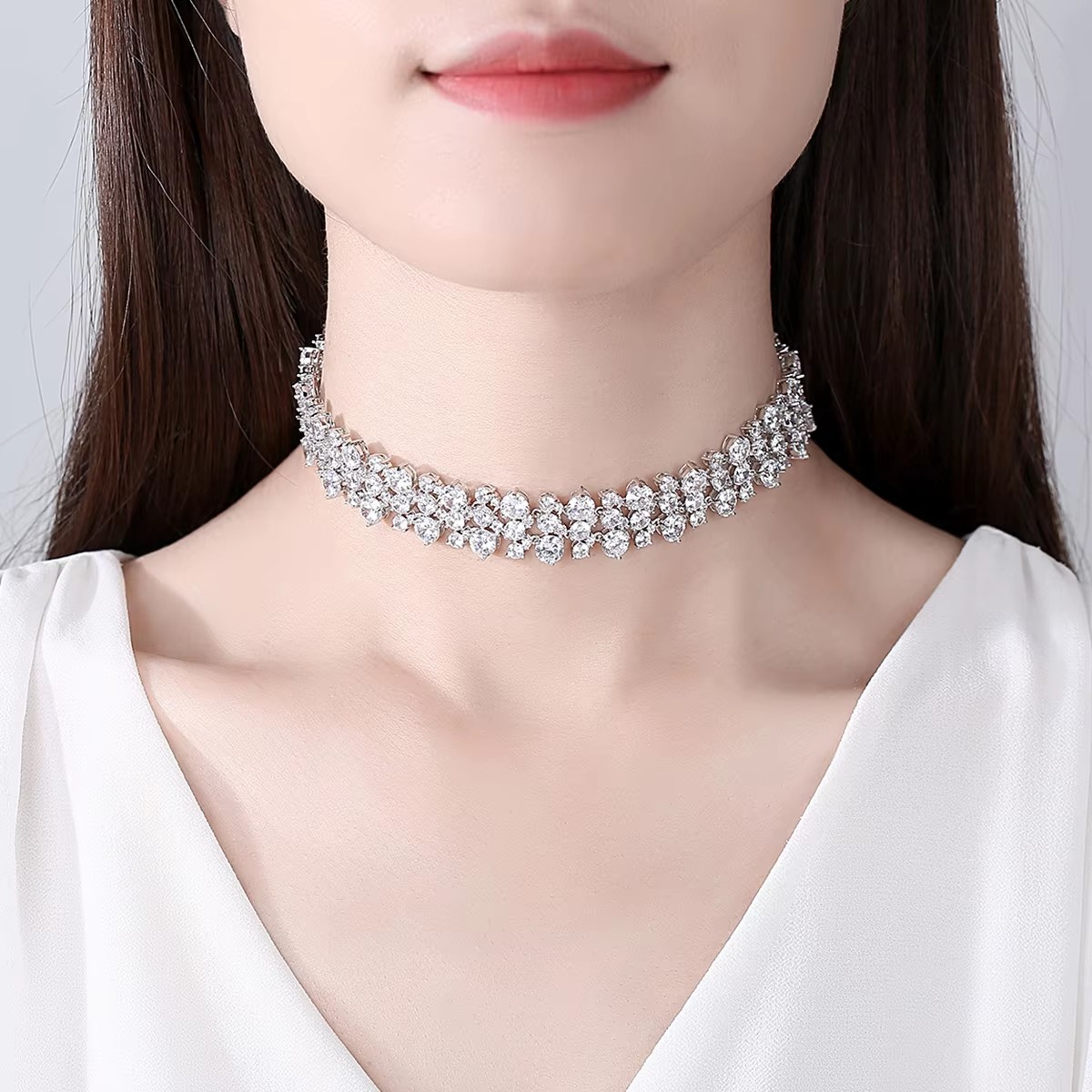 LUOTEEMI Choker Zirkonia Kubik - Layered Pendant Necklace Aesthetic ulasan dan harga