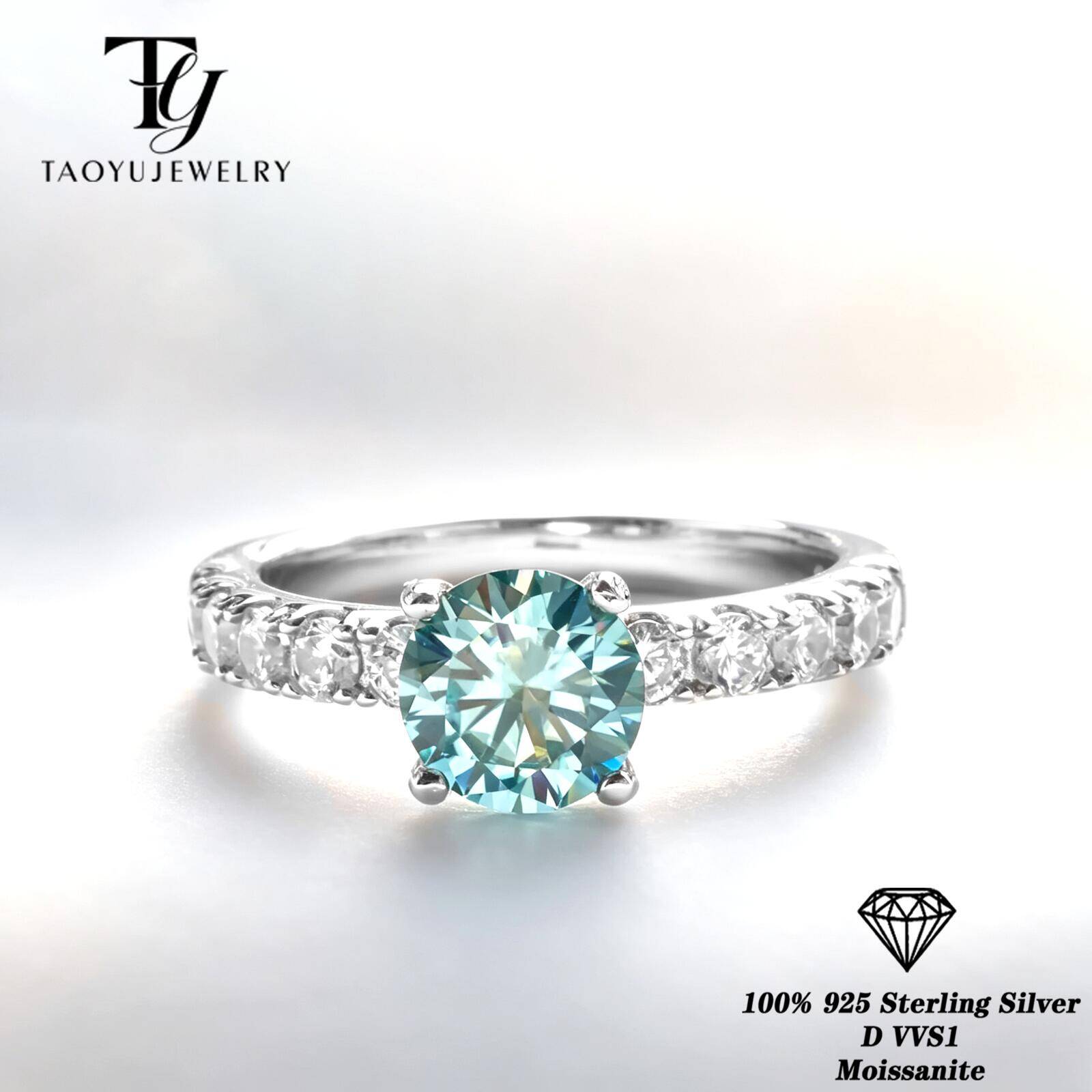 Cincin Moissanite Warna Biru K - Moissanite Engagement Ring 1 Carat ulasan dan harga