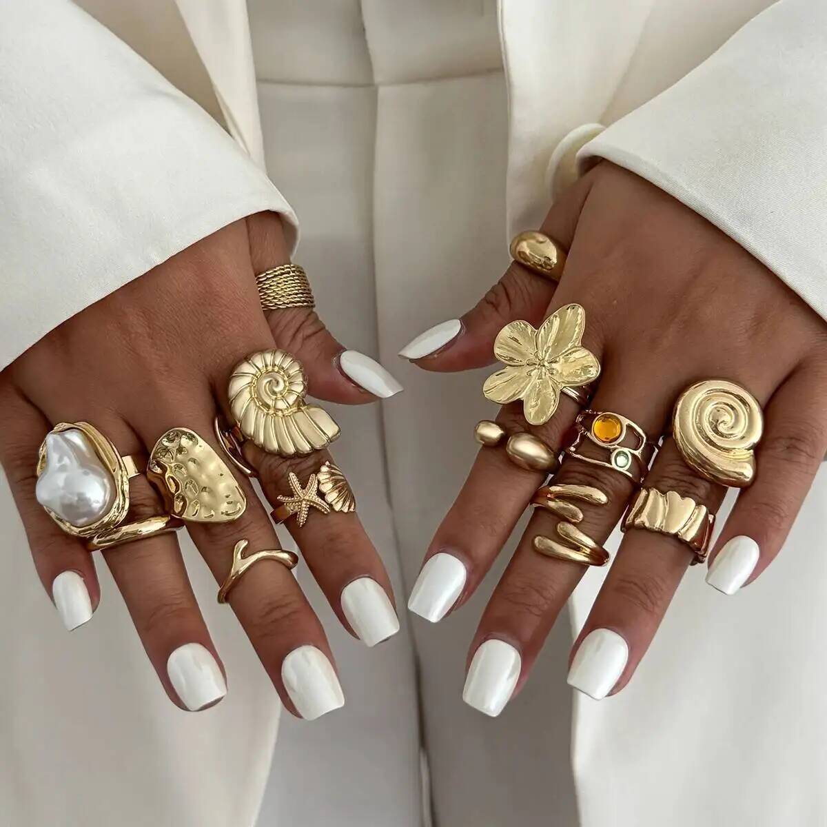 IngeSight.Z 14 Buah/Set Cincin - Vintage Punk Knuckle Rings Set ulasan dan harga
