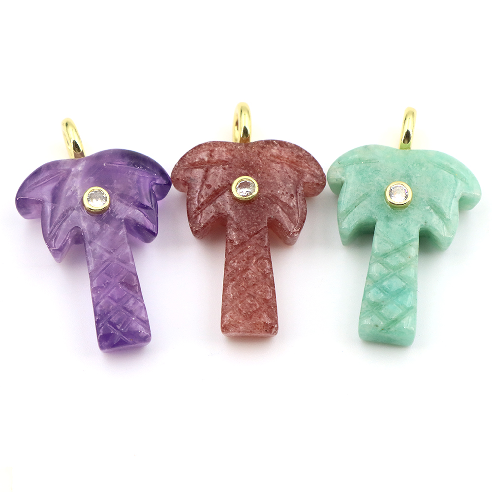 Liontin Pohon Kelapa Batu Alam - Crystal Pendant Necklace Natural Stone ulasan dan harga