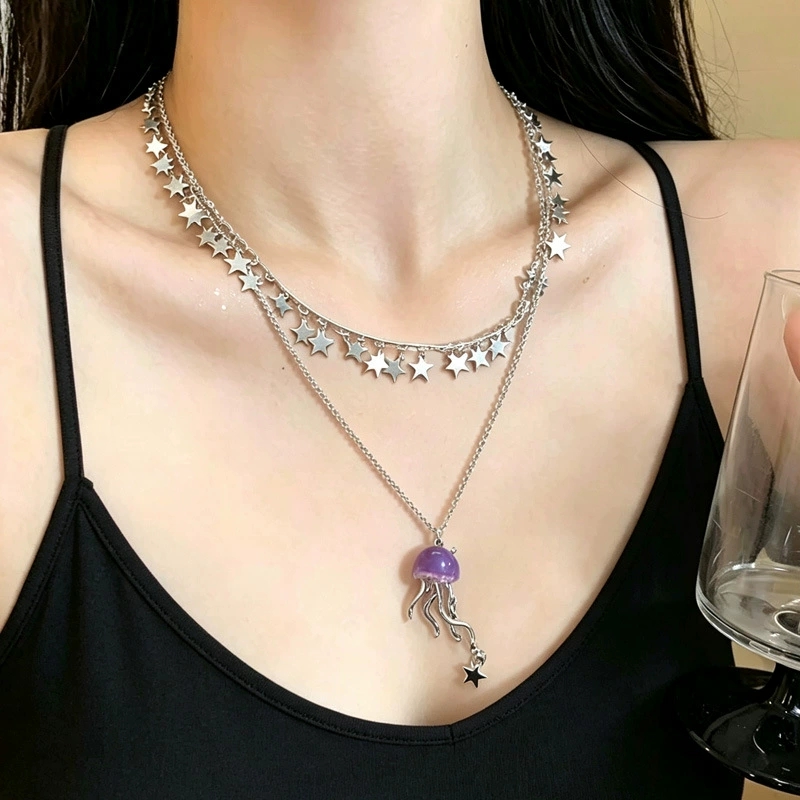 Kalung Choker Dua Lapis Lionti - Layered Pendant Necklace Aesthetic ulasan dan harga