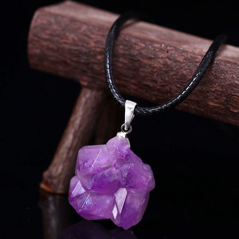 Kalung bunga kecubung alami ka - Crystal Pendant Necklace Natural Stone ulasan dan harga
