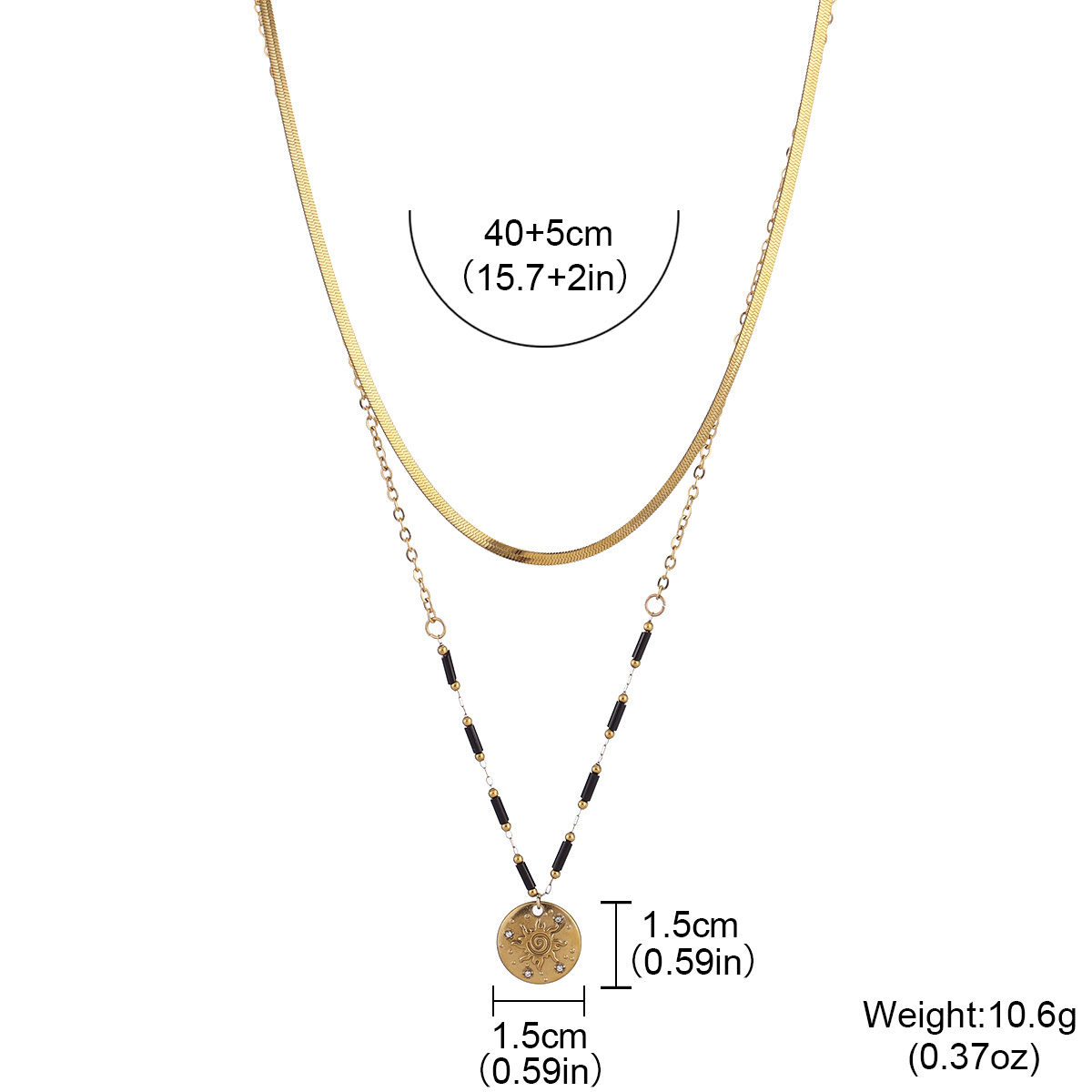Kalung Berlapis Koin Motif Mat - Layered Pendant Necklace Aesthetic ulasan dan harga