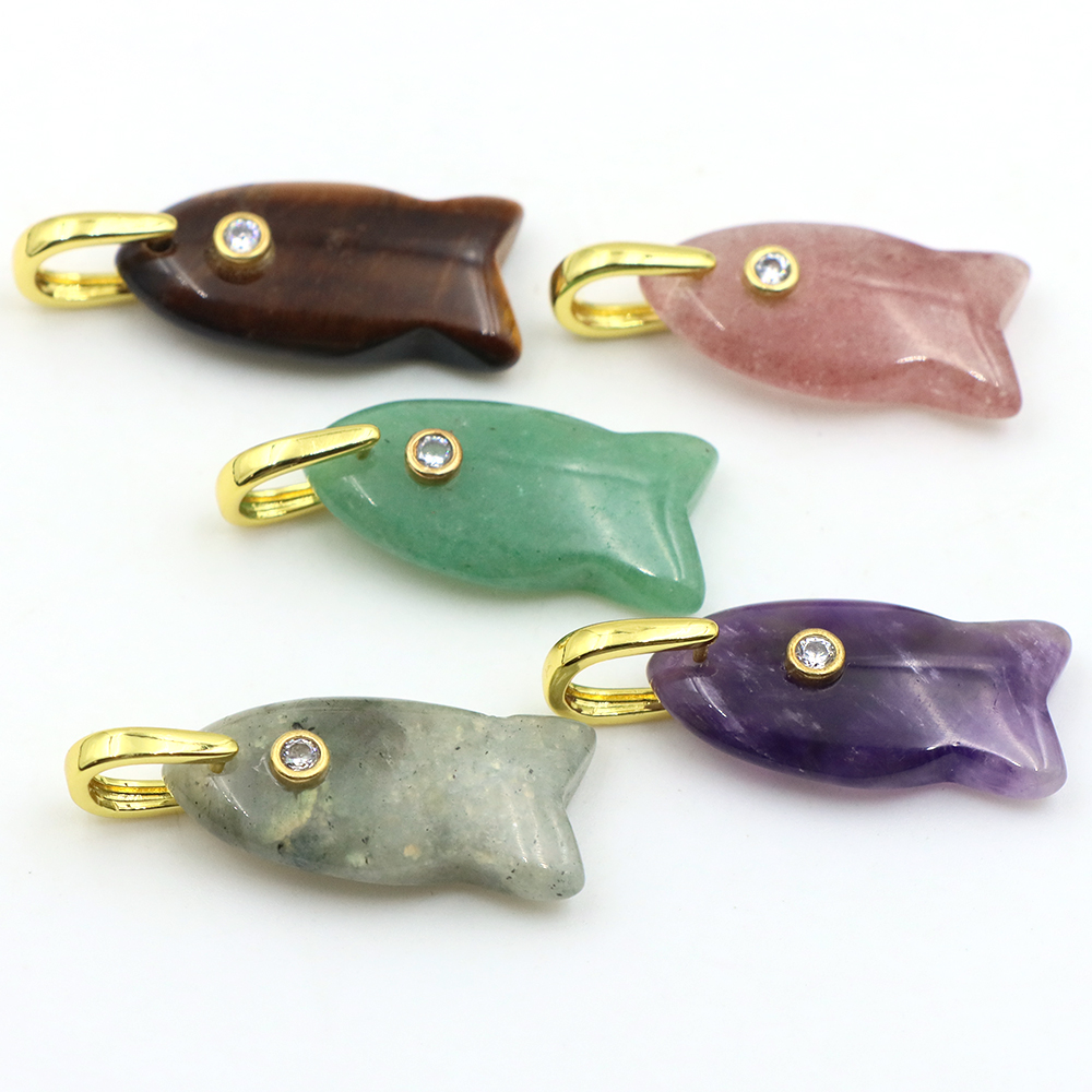 Liontin Batu Alam Bentuk Ikan  - Crystal Pendant Necklace Natural Stone ulasan dan harga