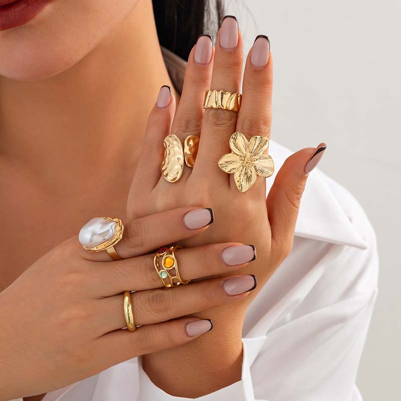 6 Buah/Set Set Cincin Bunga Lo - Vintage Punk Knuckle Rings Set ulasan dan harga