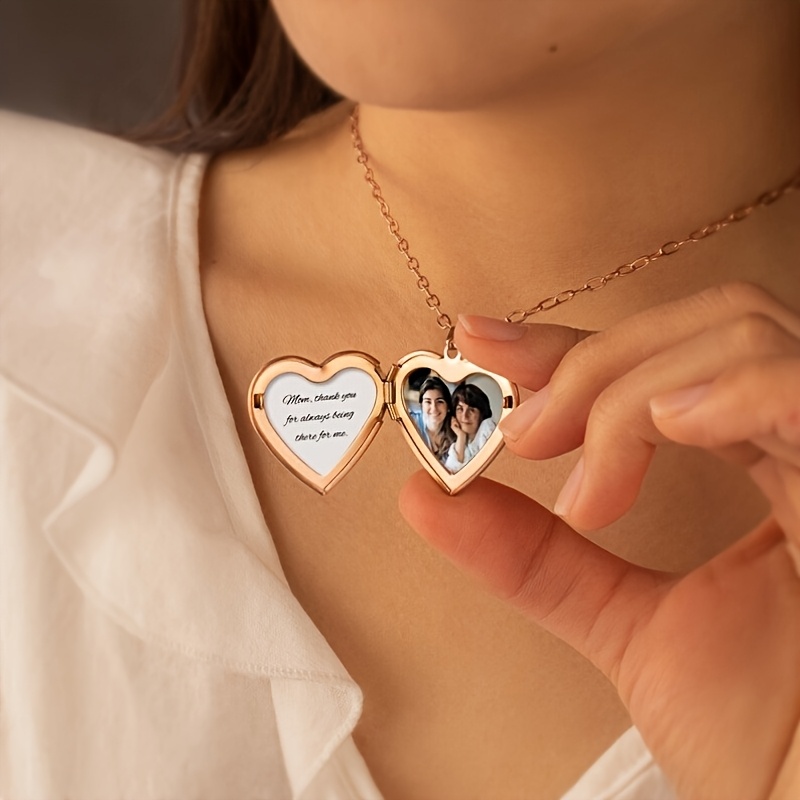 Kalung Foto 1/2 Ukuran Kustom, - Heart Locket Necklace Photo ulasan dan harga
