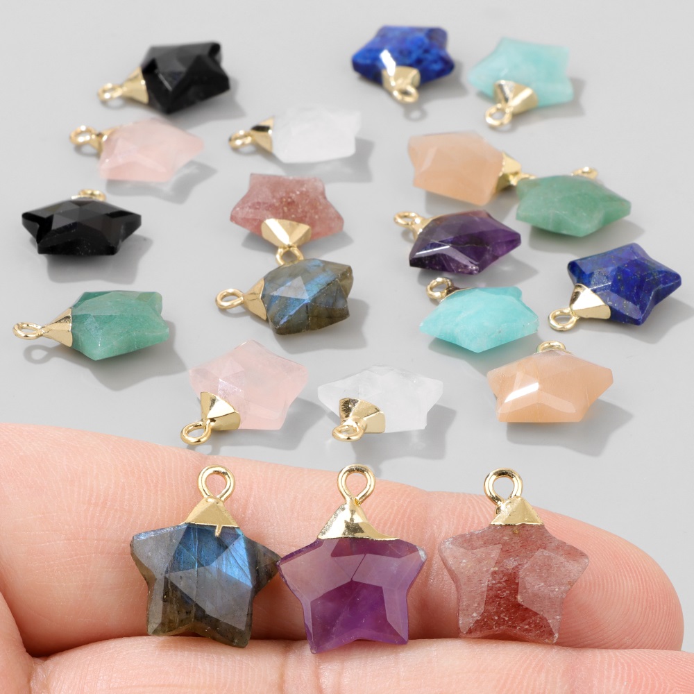 2 buah liontin batu bentuk bin - Crystal Pendant Necklace Natural Stone ulasan dan harga