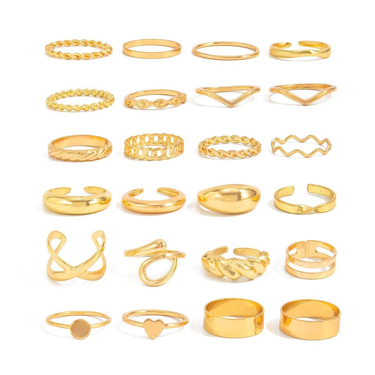 SHIXIN 24Pcs/Set Cincin Geomet - Vintage Punk Knuckle Rings Set ulasan dan harga